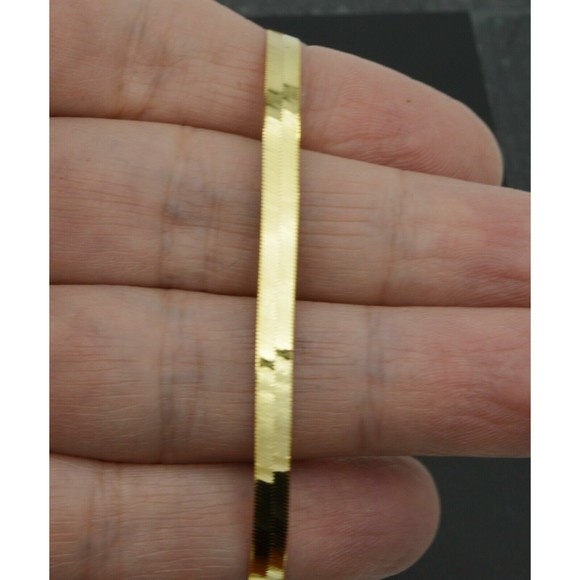 Real 10K Yellow Gold High Polished 4mm herringbone Bracelet Lobster 7- 8 - Picture 3 of 4